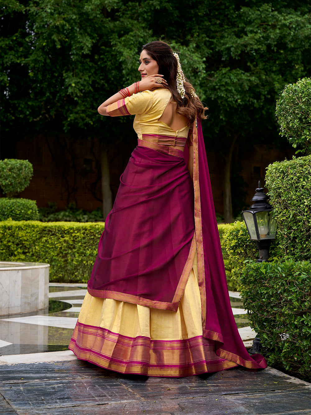 Pink Color Zari Weaving Work Kanchipuram Lehenga Choli
