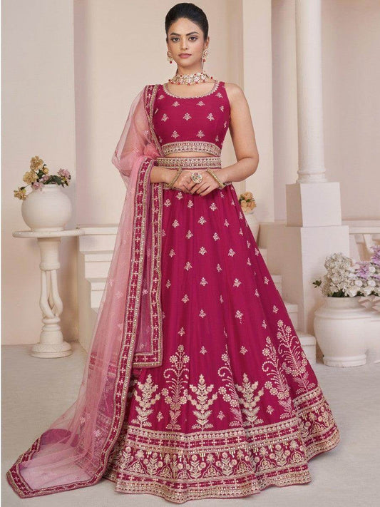 Wonderful Beige Dori Work Georgette Lehenga Choli With Dupatta - Zeel Clothing