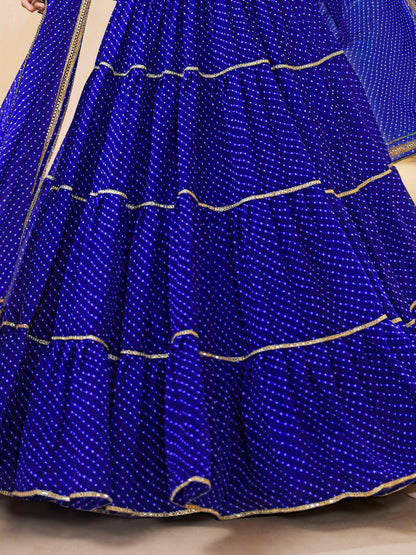 Wonderful Blue Leheriya Printed Georgette Festival Wear Lehenga Choli - Zeel Clothing