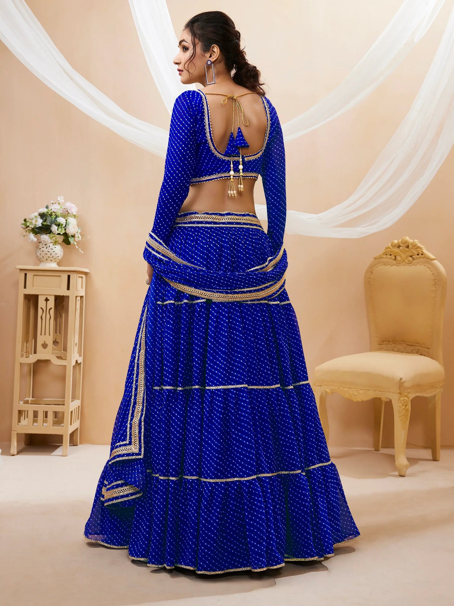 Wonderful Blue Leheriya Printed Georgette Festival Wear Lehenga Choli - Zeel Clothing