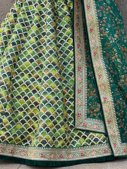 Wonderful Green Sequins Art Silk Wedding Lehenga Choli With Dupatta - Zeel Clothing