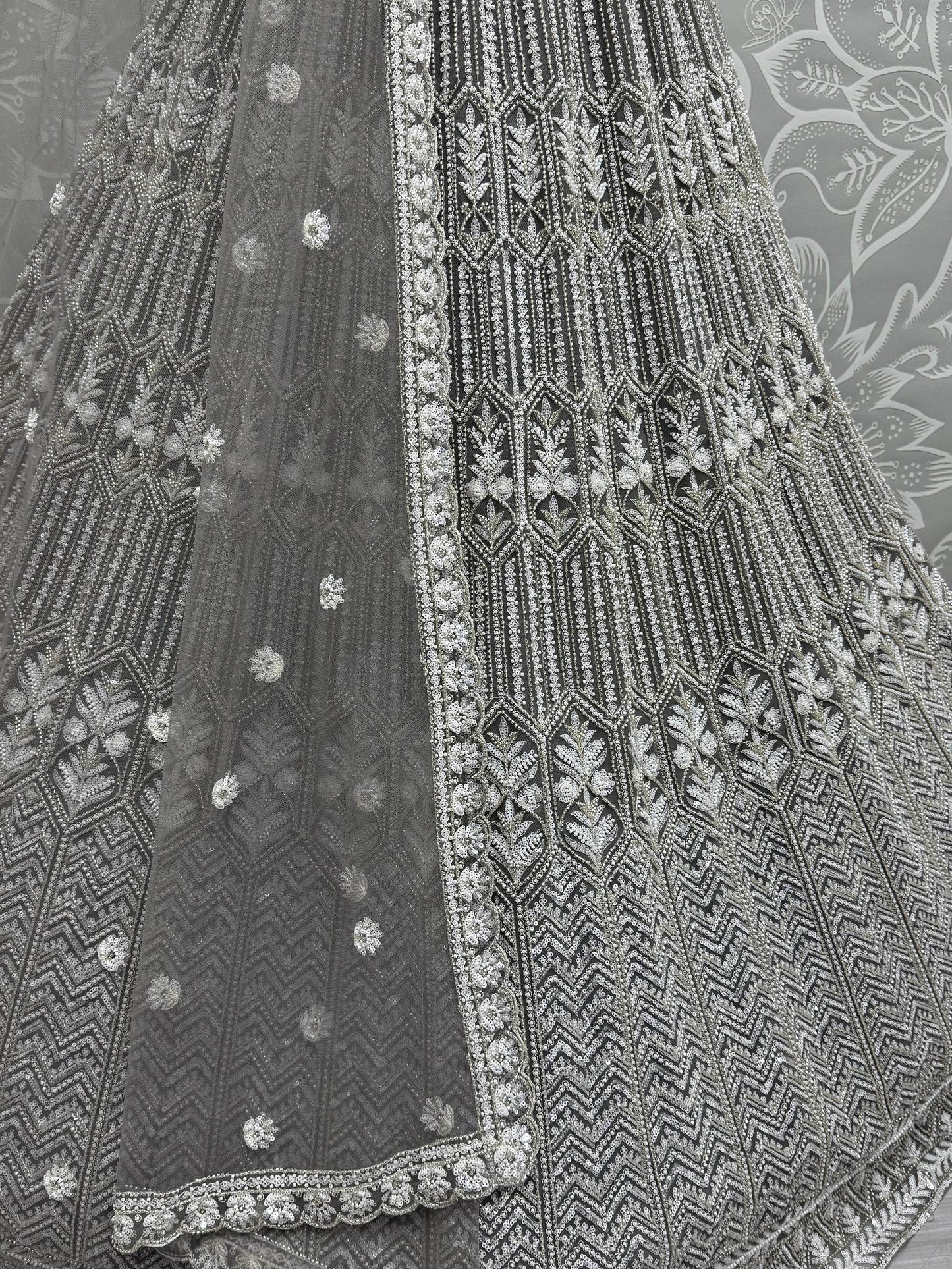 Wonderful Grey Hand Work Net Designer Lehenga Choli With Dupatta - Zeel Clothing