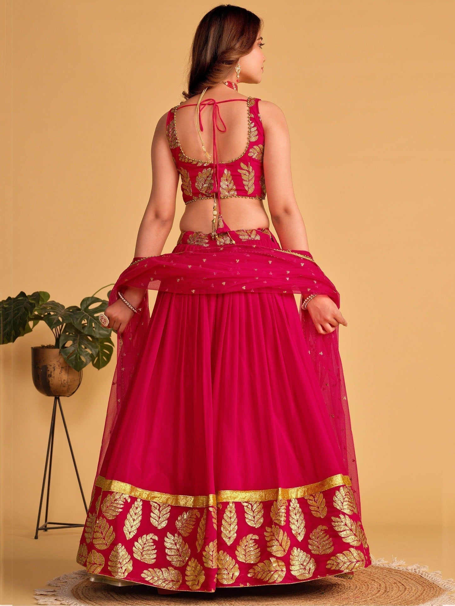 Wonderful Pink Sequins Georgette Lehenga Choli With Dupatta - Zeel Clothing
