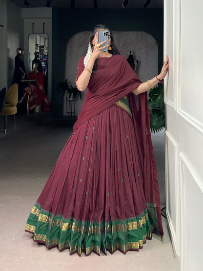 Maroon Color Zari Weaving Work Chanderi Lehenga Choli